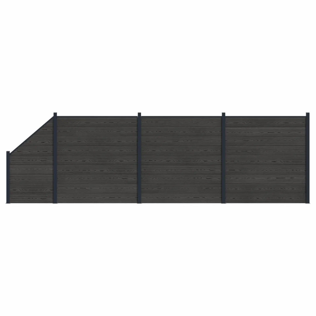 Pannello di Recinzione 4 pcs WPC e Alluminio Nero