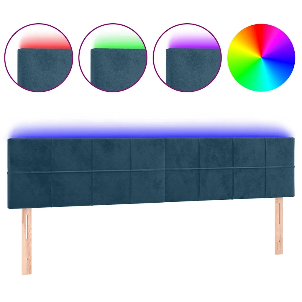 Testiera | Testata a LED Blu scuro 160x5x78/88 cm in Tessuto