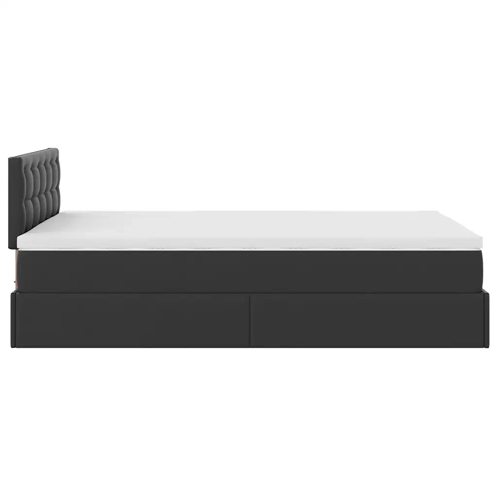 Struttura Letto Pouf con Materasso Nero 120x200 cm Similpelle 3312147