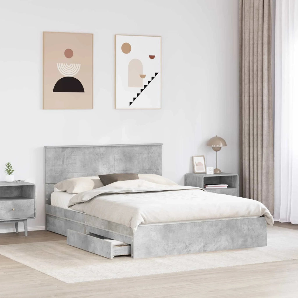 Letto con Contenitore con testiera Grigio cemento 150 x 200 cm 3408448