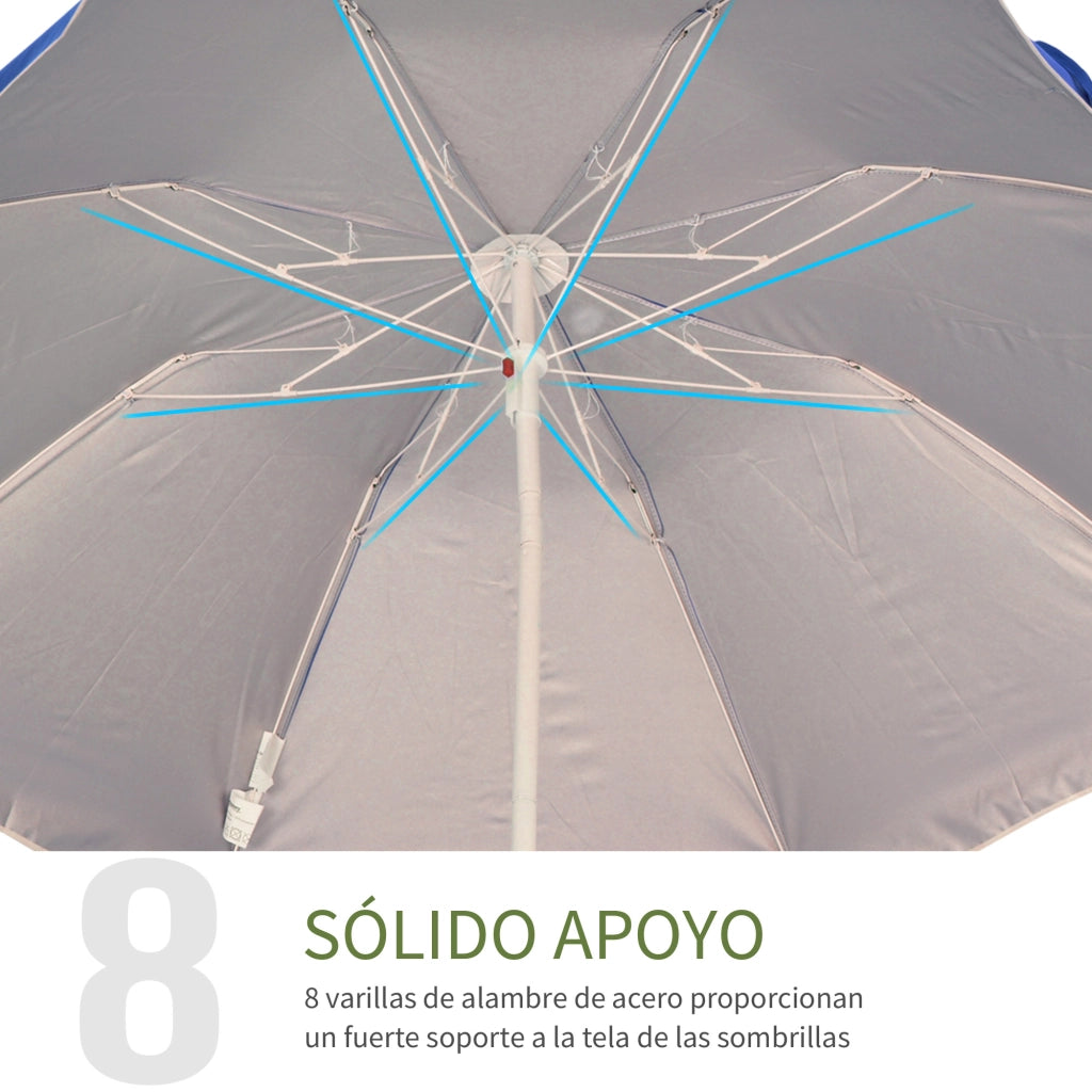 Ombrellone da Giardino Aggiustabile ¨C zephmum ¨C 160x205 cm Blu Azzurro