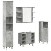 Set Mobili da Bagno | Armadio da bagno 4 pz Grigio Cemento in Legno Multistrato