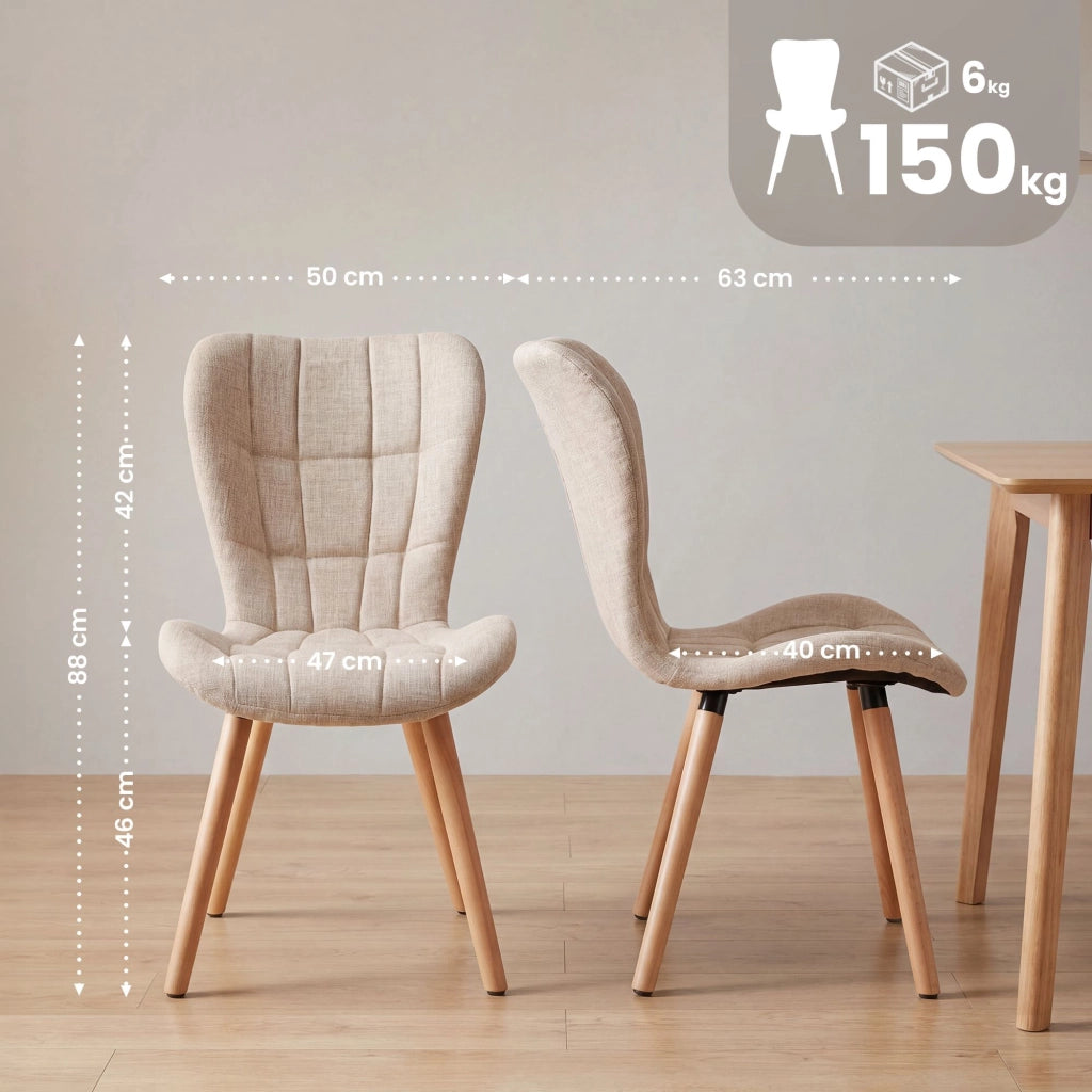 Set di 4 sedie Elda tessuto naturale 2