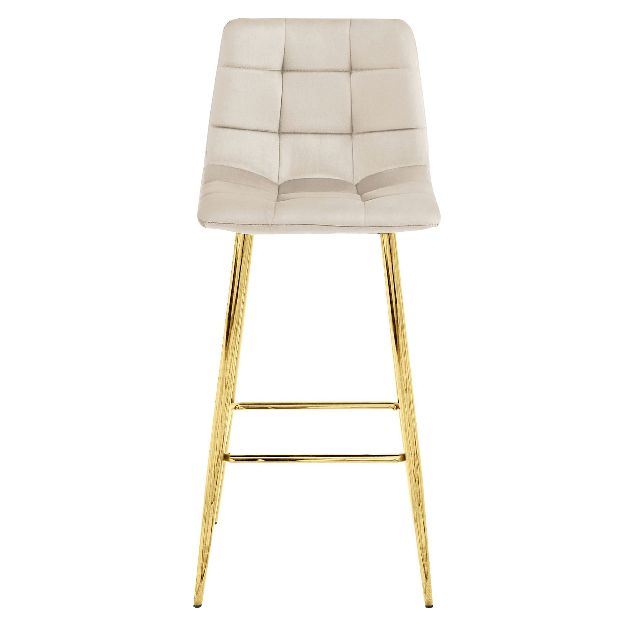 Sgabello Valora TEOTO in velluto beige con gambe dorate, design moderno