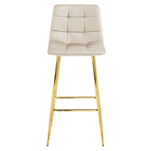 Sgabello Valora TEOTO in velluto beige con gambe dorate, design moderno