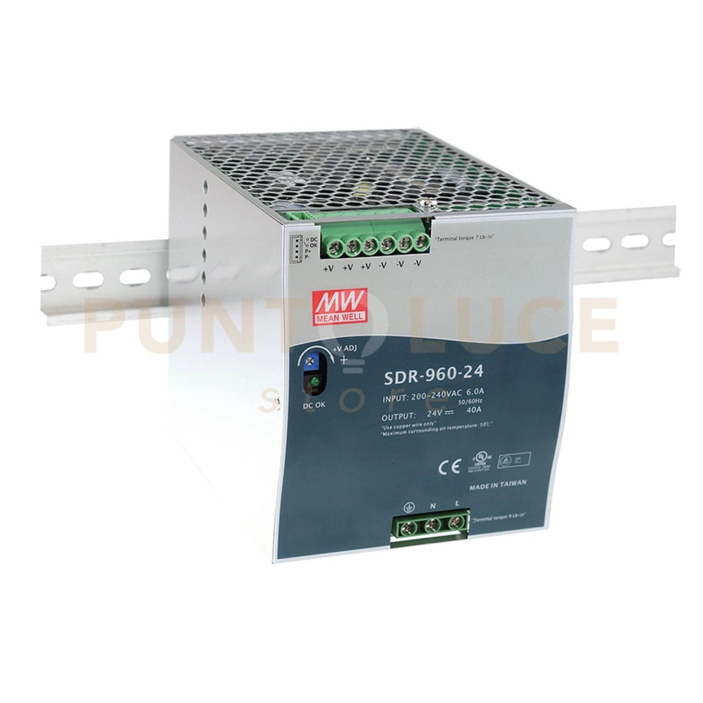 I-DRIVER-SDR-960-24 DRIVER GUIDA DIN INDUSTRIALE USCITA SINGOLA FUNZIONE PFC 24V 960W 40A INPUT 180-264VAC 254-370VDC 11