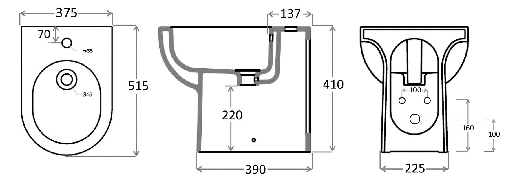 Bidet serie klio filo muro