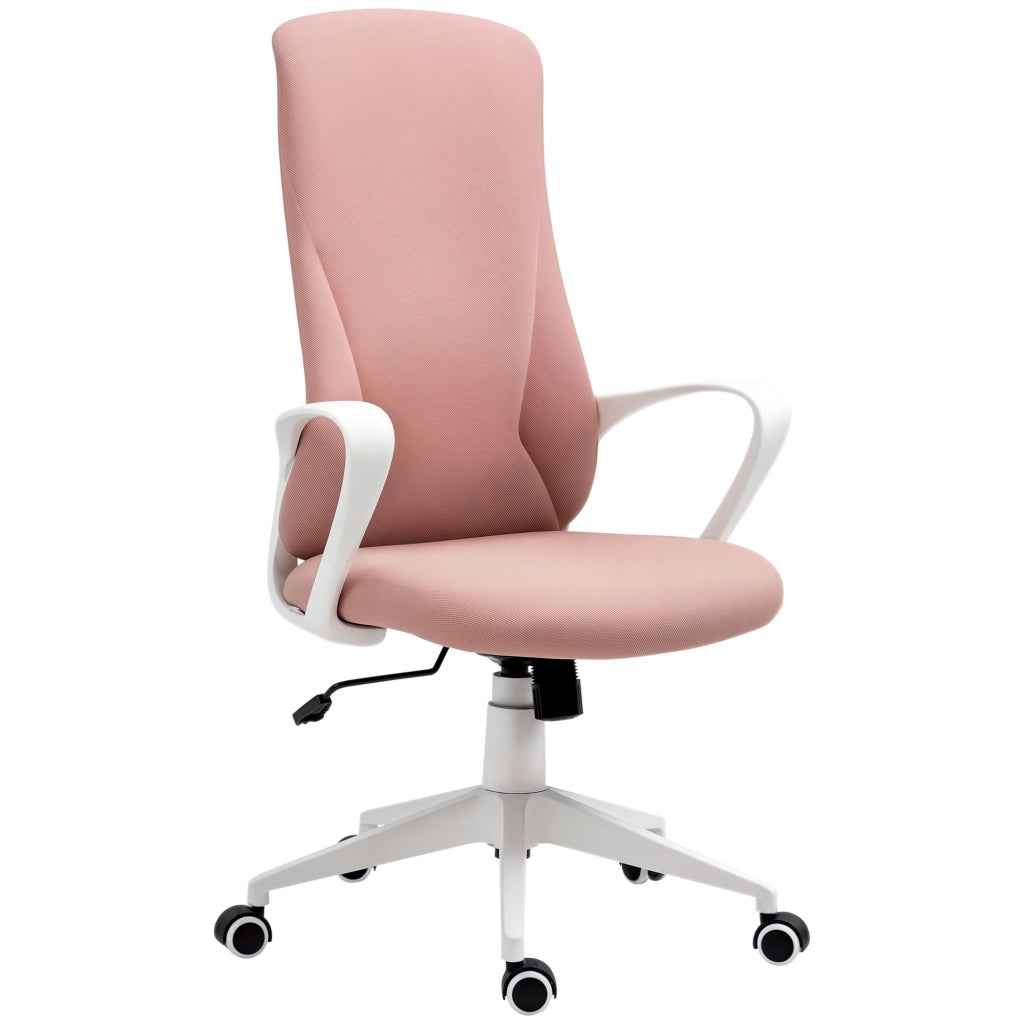 Sedia da Ufficio Ergonomica e Imbottita con Altezza Regolabile e Dondolo. 62x56x110-119.5 cm. Rosa