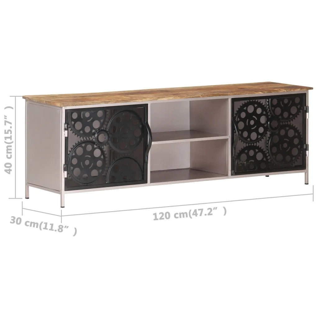 Mobile Porta TV 120x30x40 cm in Legno di Mango Grezzo 323737