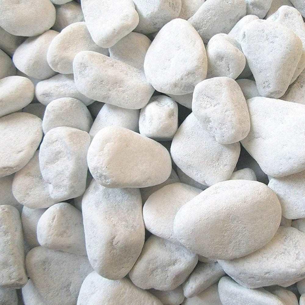 Ciottoli bianco granulometria 25/40 pietre naturali decorazione giardini kg 25