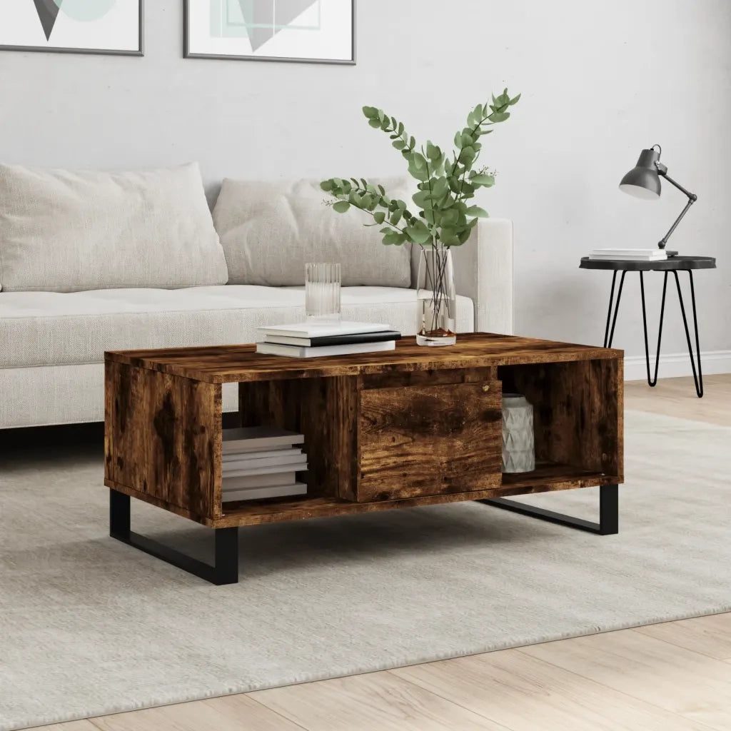 Tavolino da salotto | Tavolino da caff¨¨ | Tavolino da Soggiorno Rovere Fumo 90x50x36,5 cm Legno Multistrato