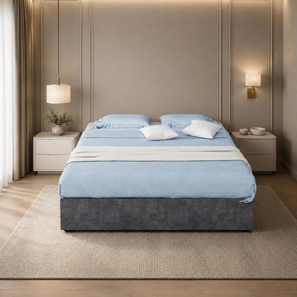 LETTO Struttura letto 140x200 cm Grigio in tessuto e metallo