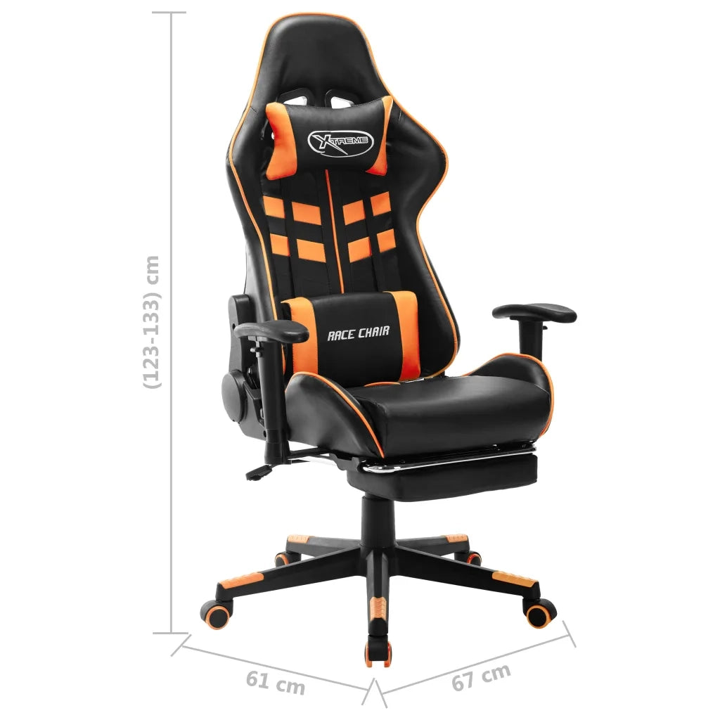 Sedia da Gaming con Poggiapiedi Nera e Arancione in Similpelle 20516