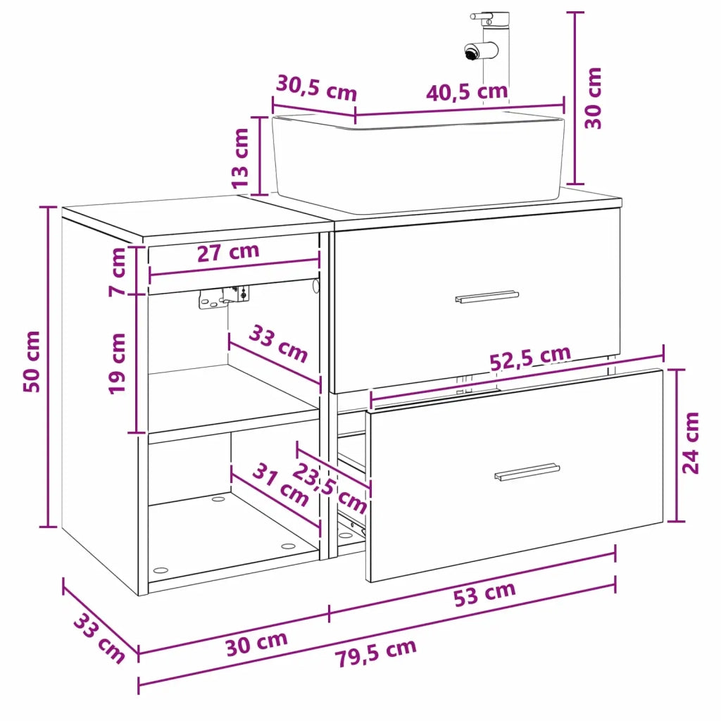 Set di mobili per il bagno 2 pcs Rovere Artigianale 3403903