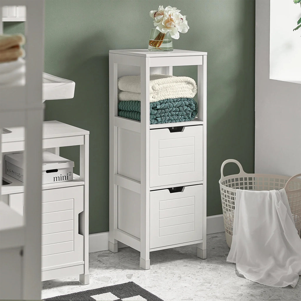 Mobile Bagno Colonna mobiletto Bagno salvaspazio Grigio L30*P30*A90 cm Bianco FRG127-W