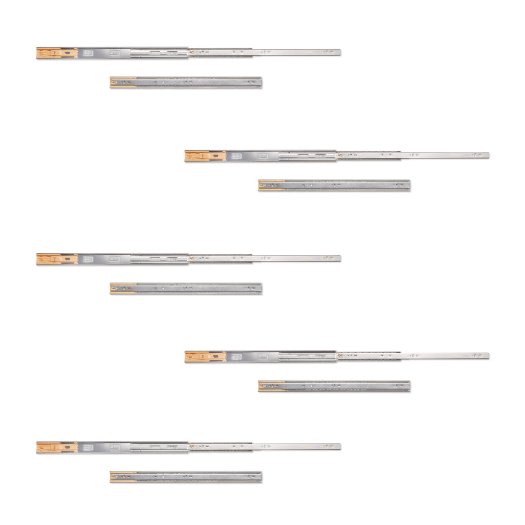 Guide a sfere  per cassetti con estrazione totale e chiusura soft, altezza 45 mm