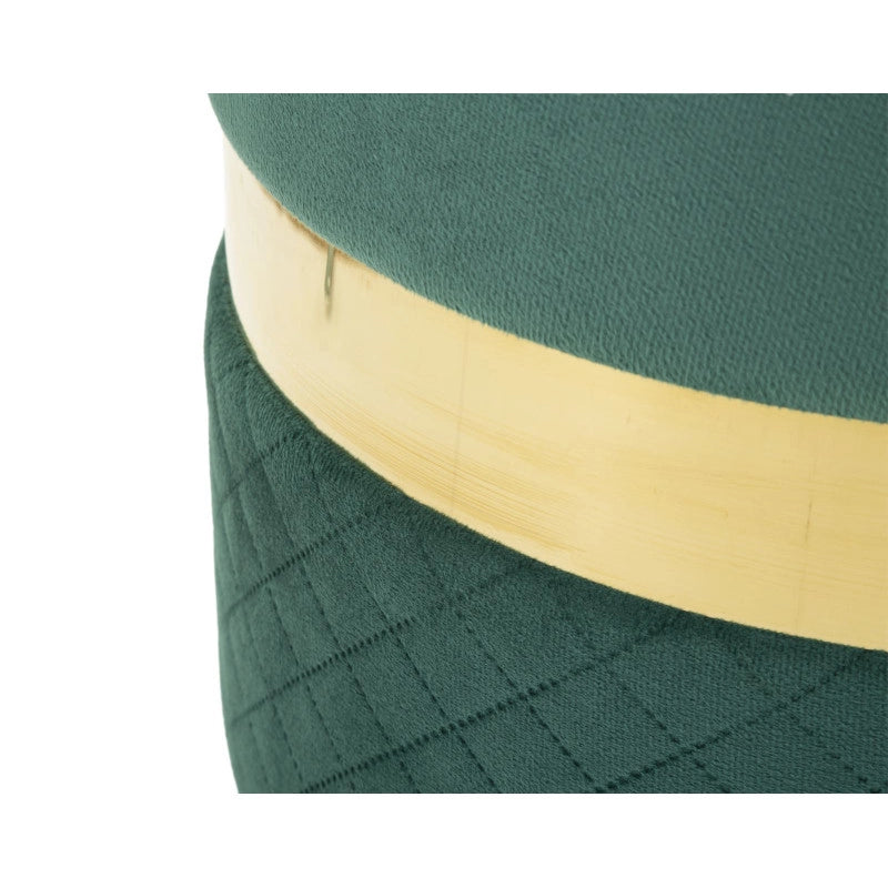 Puff Con Contenitore Sheffild Verde Set 2 Pz cm ø 37x42-28x35
