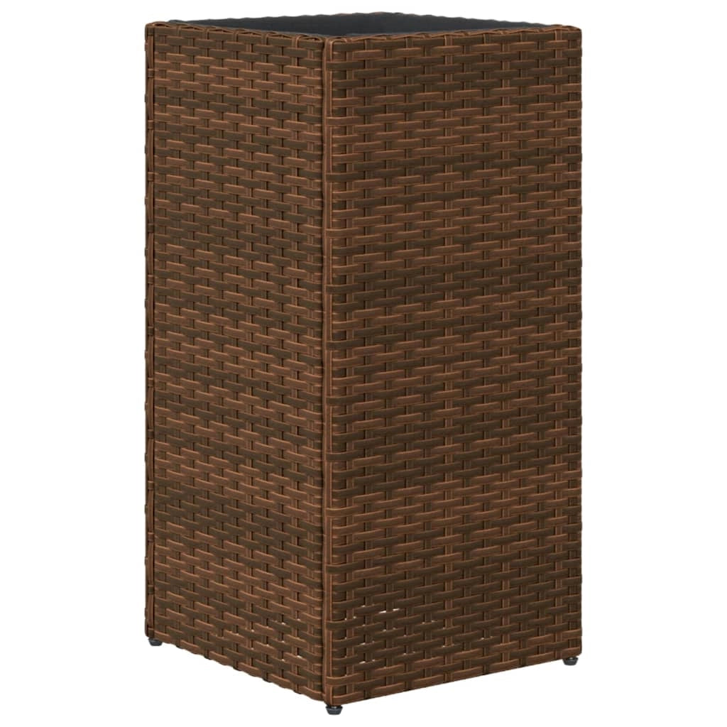 Fioriera rialzata per piante fiori giardino terrazze set da 2 30 x 30 x 60 cm resina intrecciata marrone 02_0038928