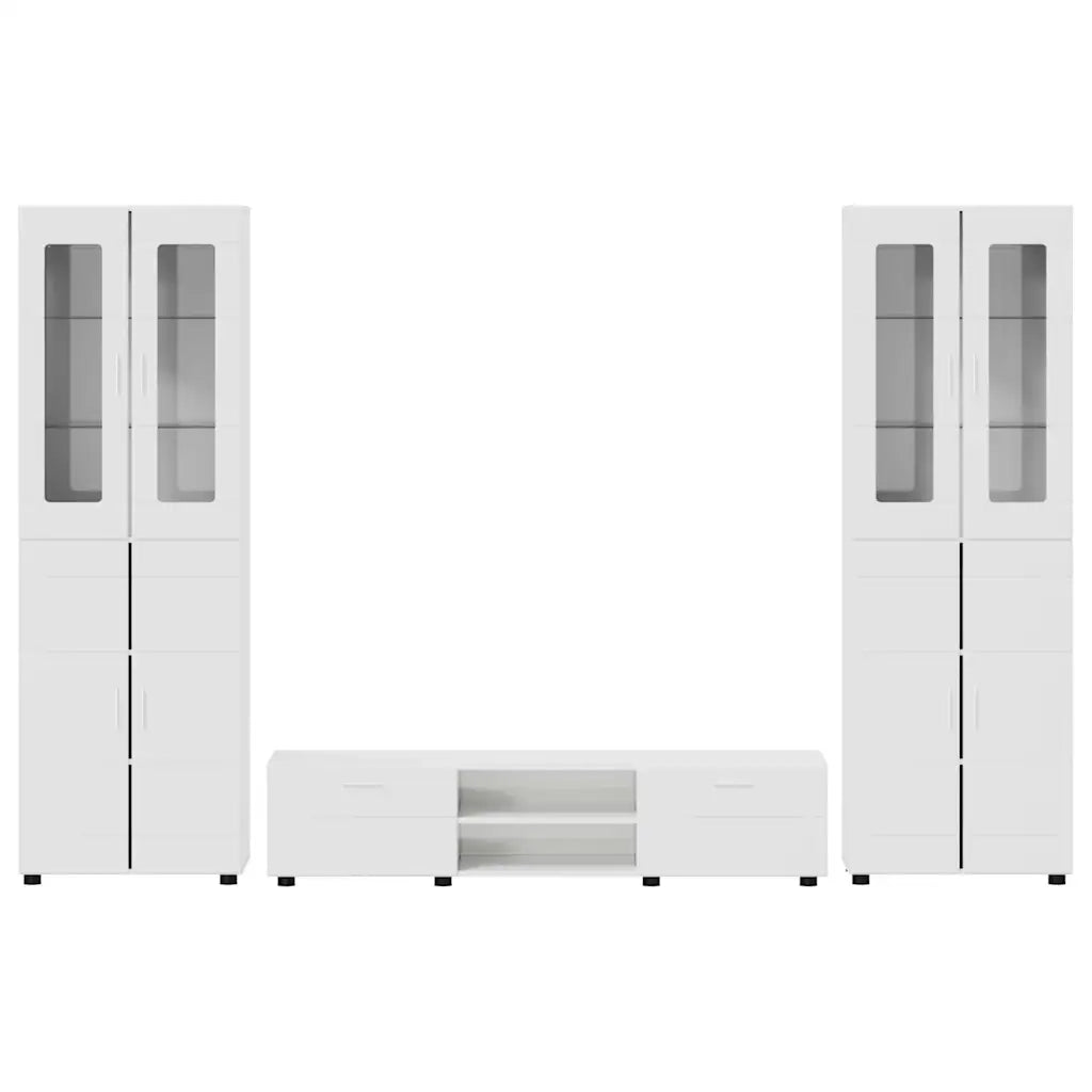 Set mobile TV FLORIN 3 pcs Bianco Lucido Legno multistrato 3397998