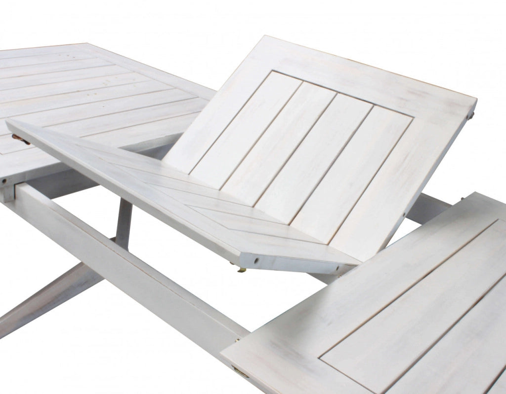 Tavolo Bali 150/200x90x75 h cm in Legno di Acacia Bianco