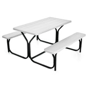 Tavolo da giardino con panche per 4-6 persone 137 x 150 x 71 cm per uso esterno e facile manutenzione stile minimalista HDPE bianco 20_0018815