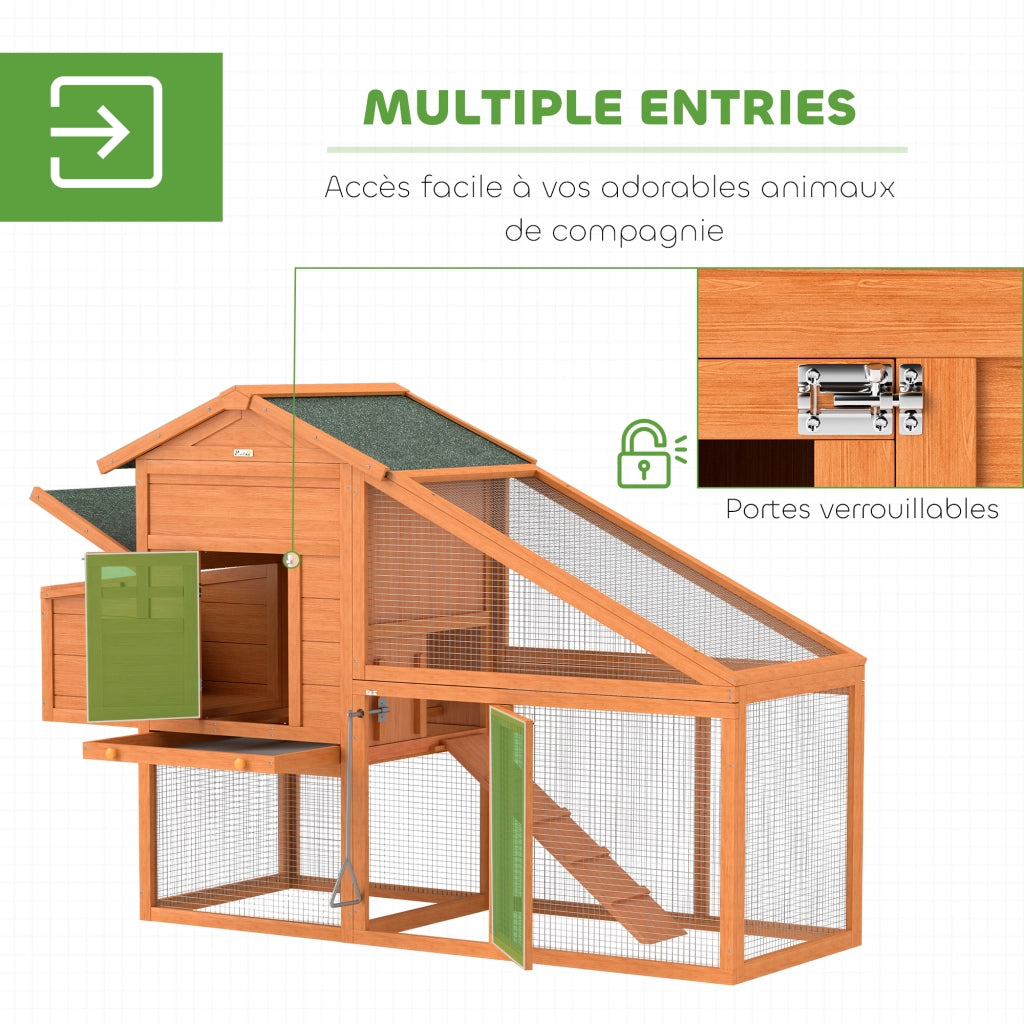 Polleria Cottage Gabbia per Galline in Legno Massello Pino ¨C zephmum ¨C 179x67x115 cm Arancione