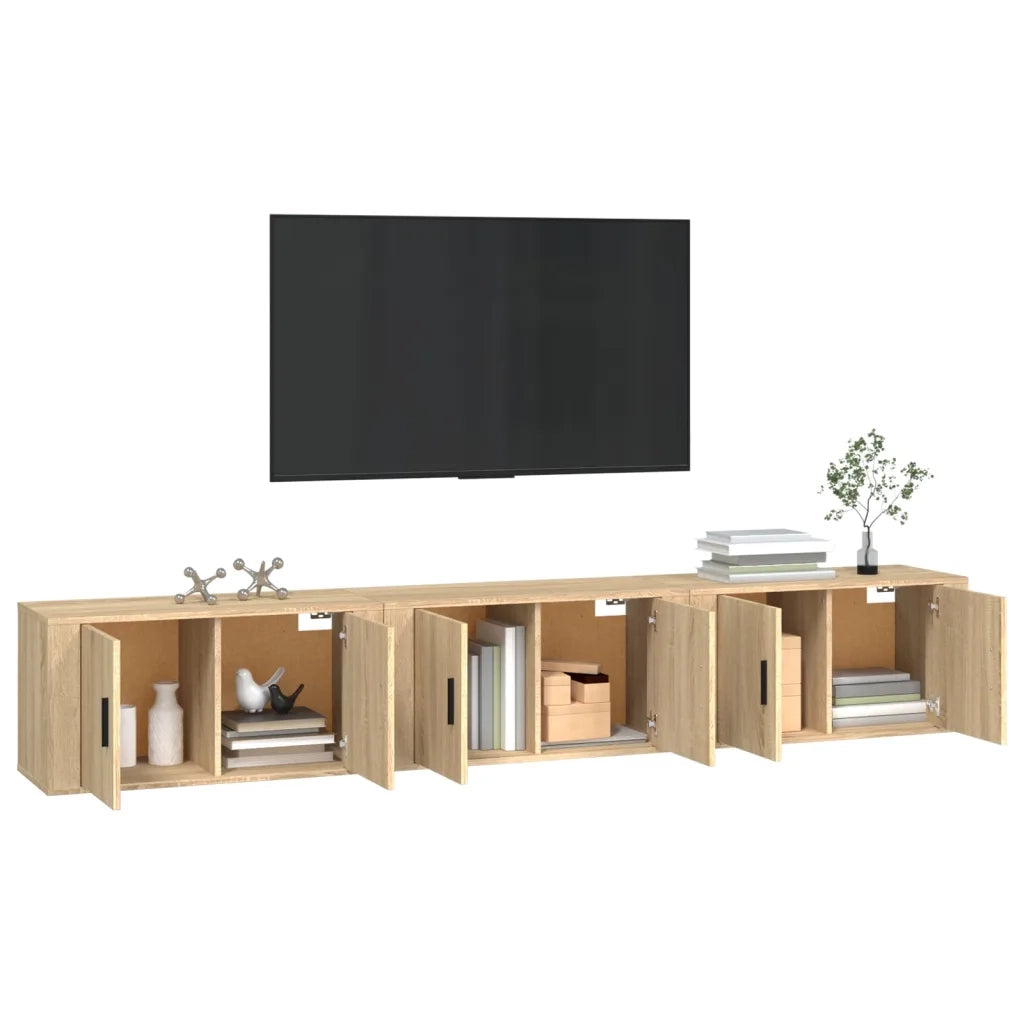 Mobili Porta TV a Parete 3 pz | Armadietto TV | Mobile Porta TV Rovere Sonoma 80x34,5x40 cm