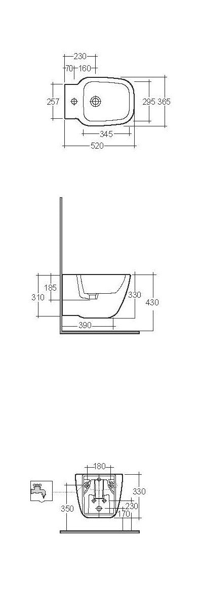 Bidet sospeso serie one con fissaggio nascosto