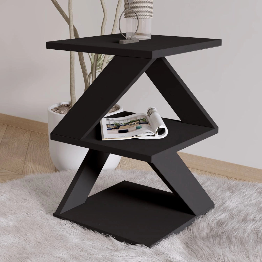 Tavolino laterale in legno "Albeni" - 29 x 29 x 54 cm - Nero