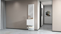 Mobile Ingresso Specchio e Armadietto 45x35x191 cm Kompact Bianco Lucido