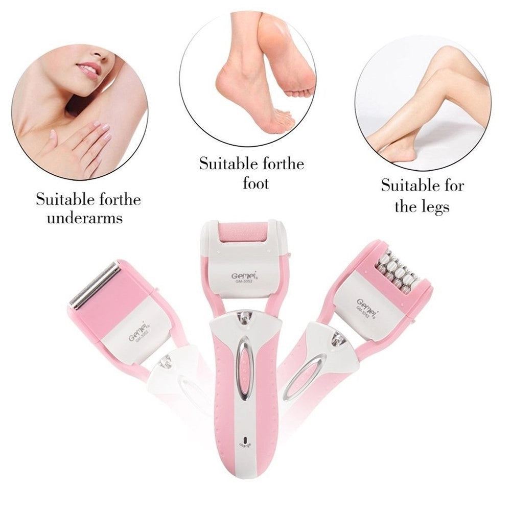 Trade Shop - Epilatore Rasoio Elettrico Ricaricabile 3in1 Donna Corpo Pedicure Lima Gm-3052 -