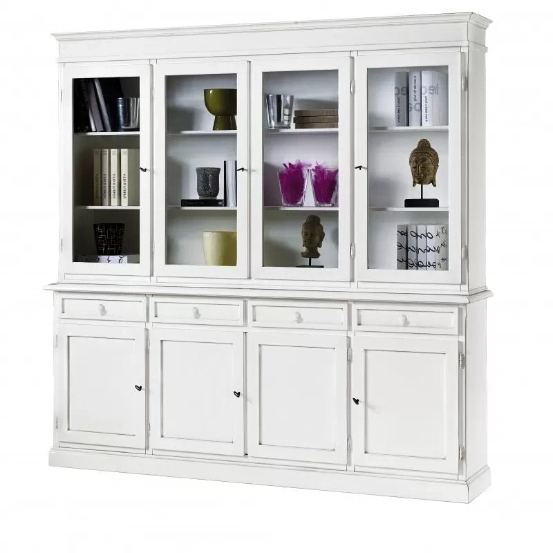 Cristalliera classica 4 porte in legno shabby bianco 205x42x205 (1379) - Mobili 2G