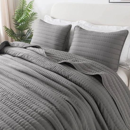 Bedsprei 220x240 cm, Deken Gezelligo, Quilt Ultrazucco per Tutti gli Anni, Deken Microvezel per Divano (senza Cuscino) - Grigio