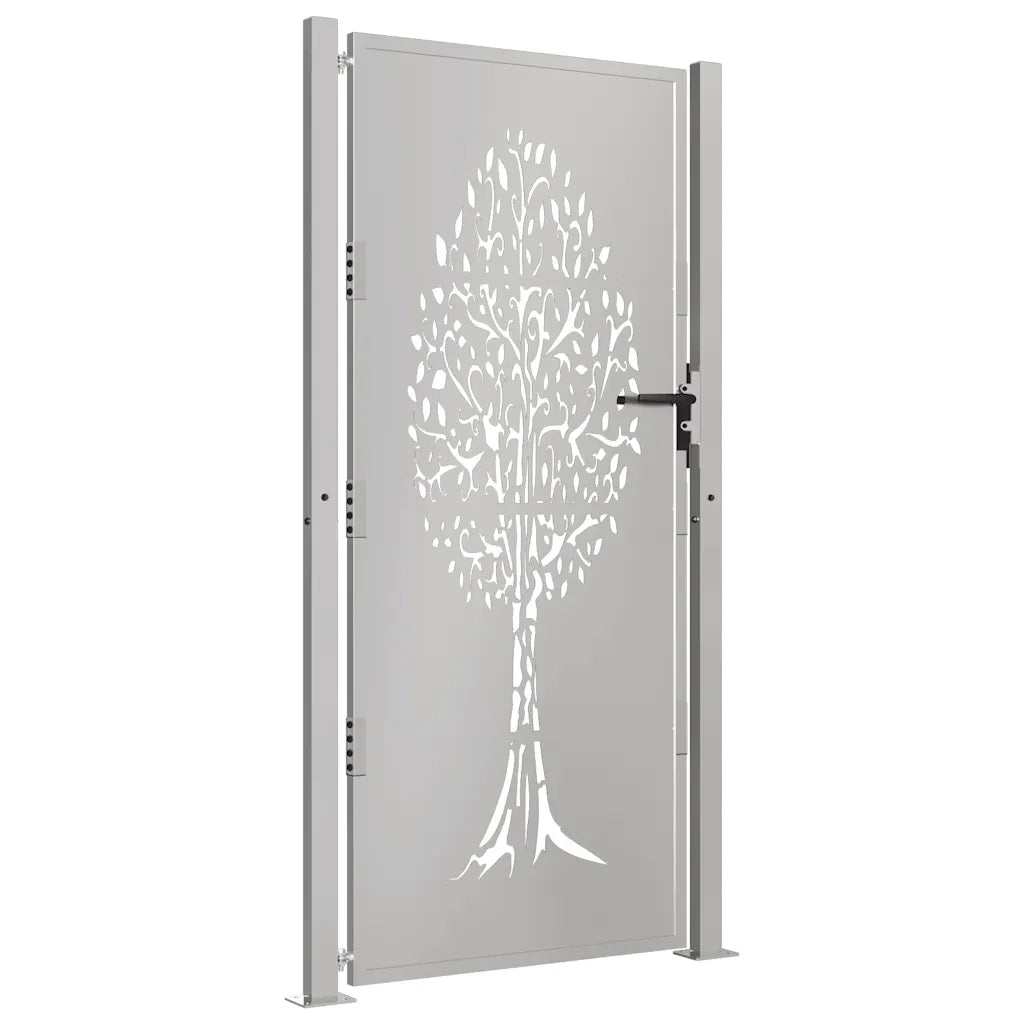 Cancello da Giardino 105x205 cm in Acciaio Corten Design Albero