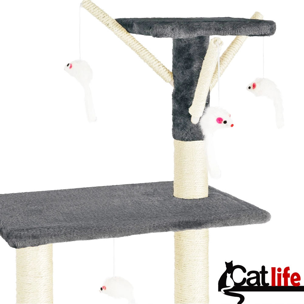 Tiragraffi per Gatti Albero Sisal Parco Giochi Gioco x Gatto Tira Graffi Grigio