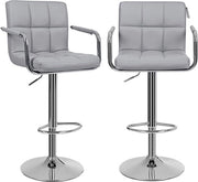 2 x Sedia con braccioli, schienale, sostenibile fino a 200 kg, pelle in imitazione, grigia, 55 x 52,2 x 49 cm