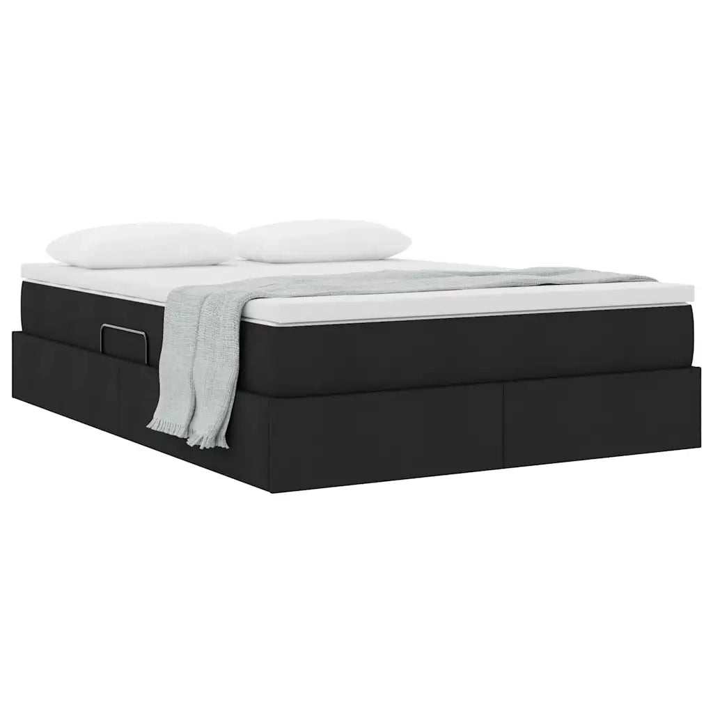 Letto con contenitore e materasso Nero 140 x 190 cm Poliestere