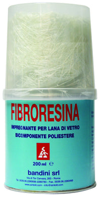 KIT FIBRO RESINA BICOMPONENTE CON RESINA, FOGLIO LANA DI VETRO, CIOTOLA E PENNELLO ML.200