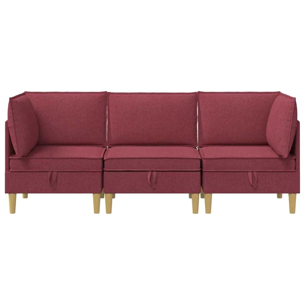 Set di mobili per il soggiorno 3 pcs Rosso Vino Tessuto 3413688