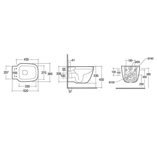 Vaso sospeso rimless serie one con fissaggio nascosto