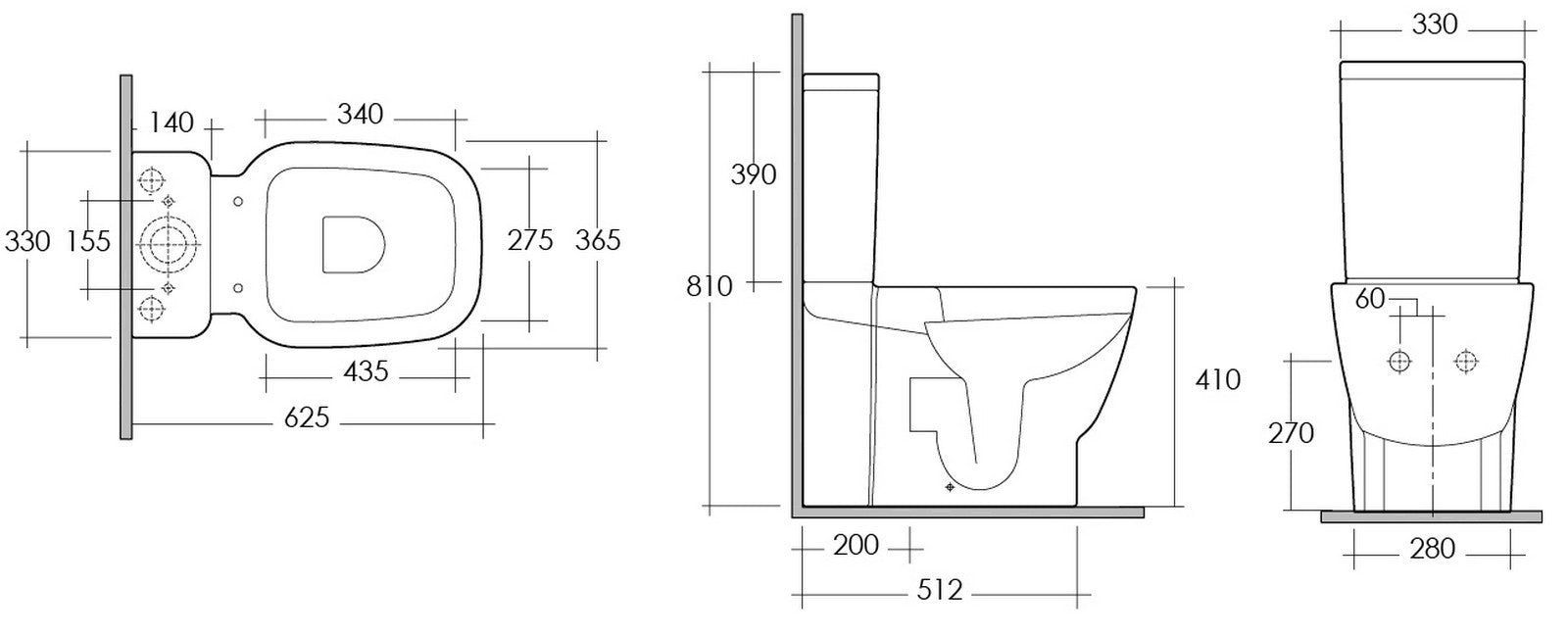 Vaso monoblocco serie one filomuro