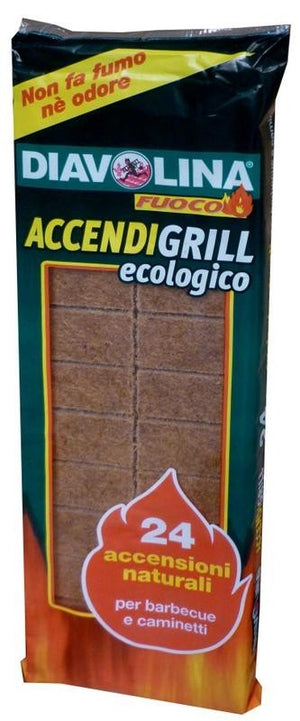 24 CONF. DIAVOLINA ACCENDIFUOCO ECOLOGICO 24 CUBETTI 15330 PER BARBECUE CAMINI STUFE
