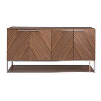 Credenza in legno noce e acciaio cromato