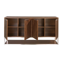 Credenza in legno noce e acciaio cromato