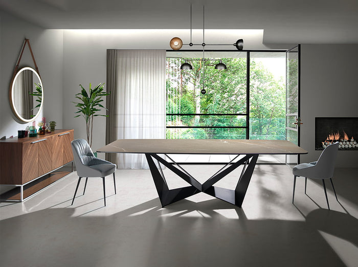 Credenza in legno noce e acciaio cromato