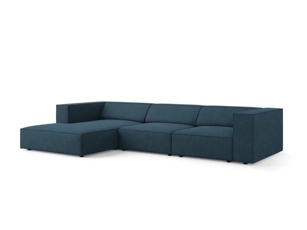 Cosmopolitan Design - Divano angolare sinistro "Arendal" 4 posti in ciniglia con effetto a coste blu scuro 
