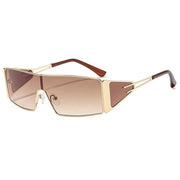Zonnebrille per donne – Occhiali da sole a forma rettangolare con chiusura a cerchietto – Stile anni 2000 senza polarizzazione – Struttura in metallo non polarizzante