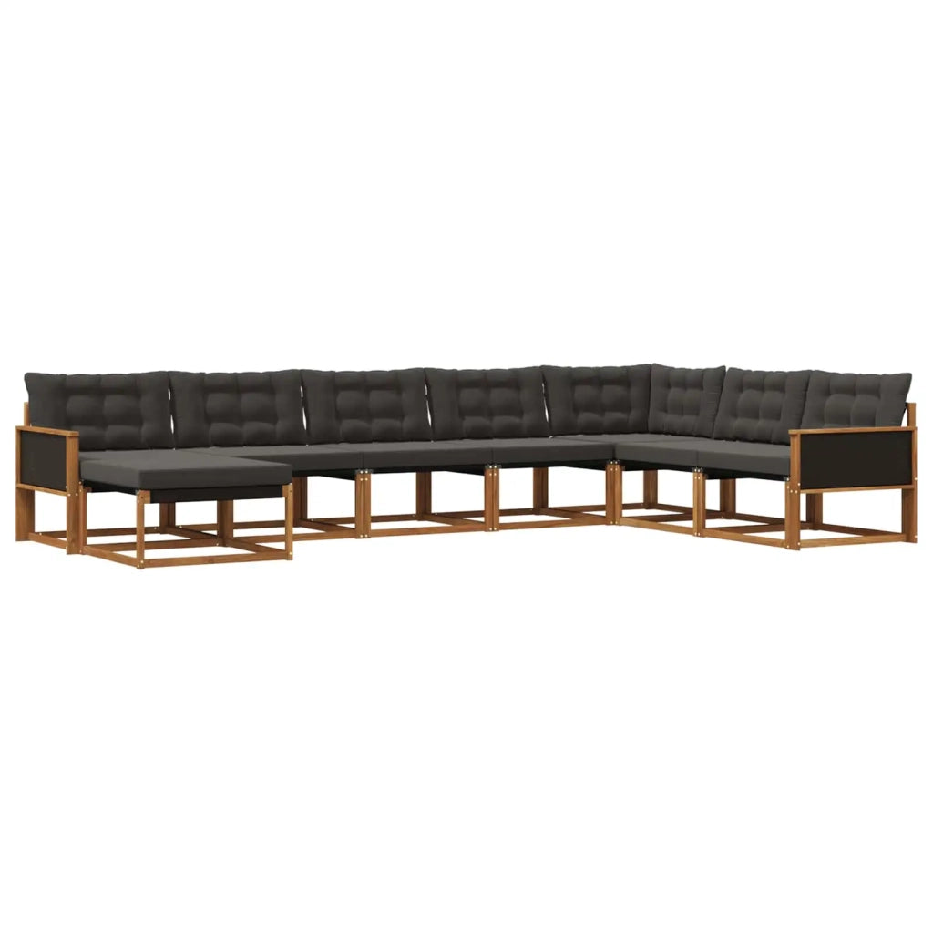 Set di divani da esterno 8 pz Naturale e Nero 3381608