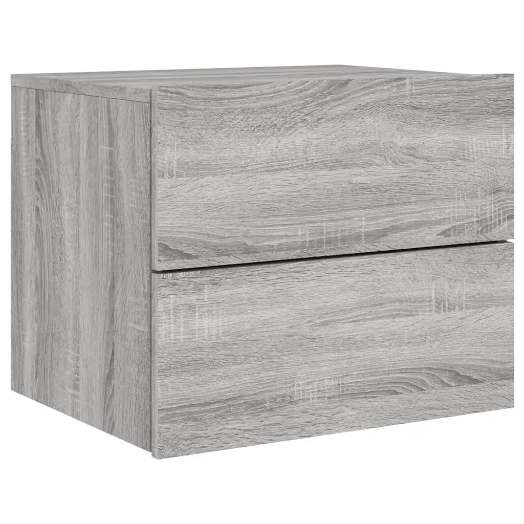 Comodino a Parete con luci LED Grigio Sonoma 836822