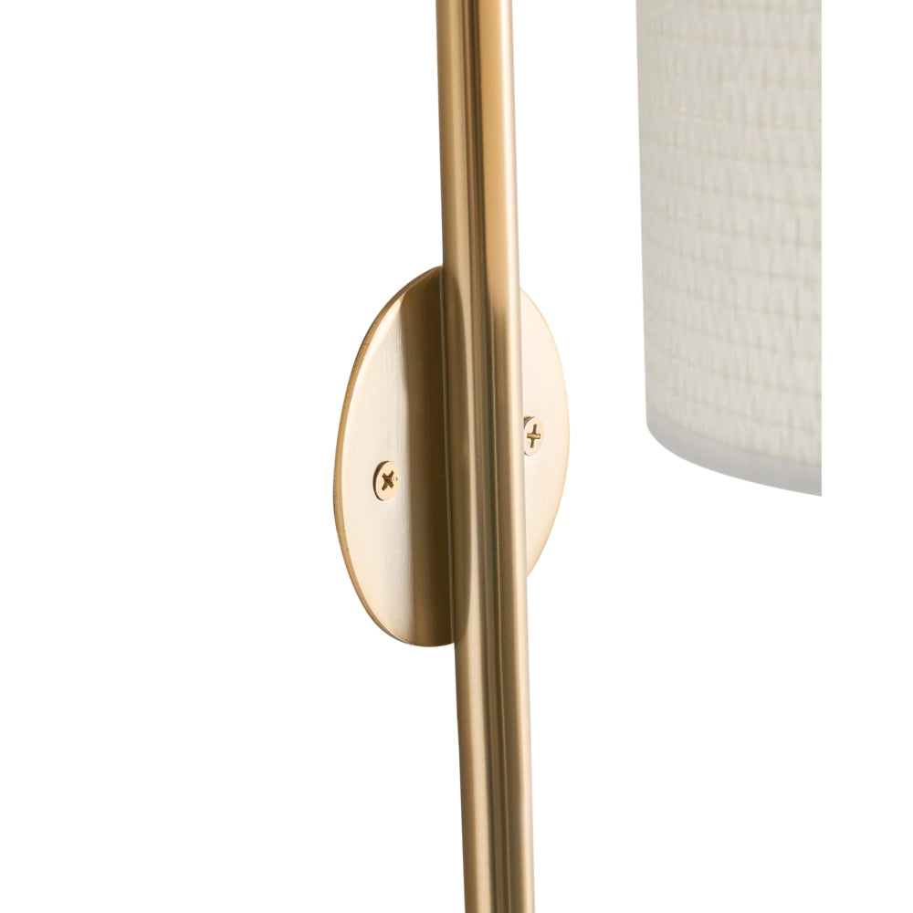 Lampada da parete in ottone e ferro con paralume a tamburo in tessuto Stile moderno di metà secolo